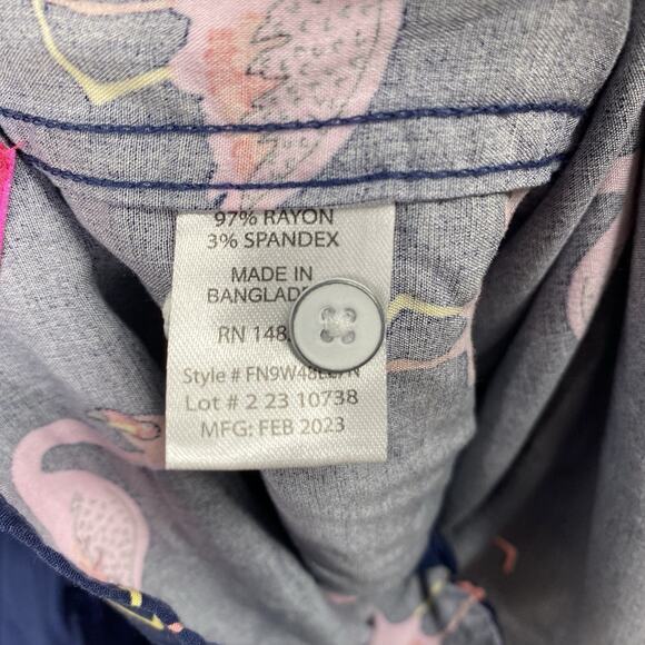 Free Planet Shirt Mens Sz L Blue Pink Flamingo Short Sleeve Button Up Graphic - Picture 7 of 9